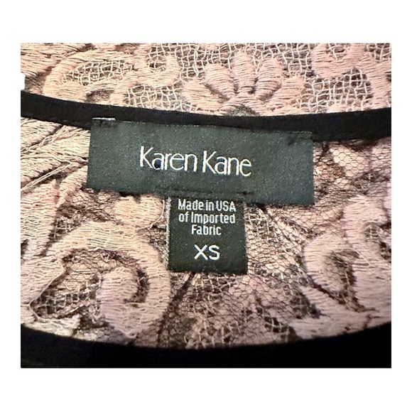 Karen Kane Lace Top Pink Black Embroidered Long Sleeve Women’s Size XS - Picture 3 of 3